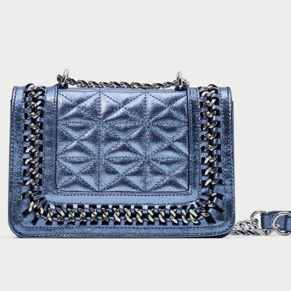 Zara metallic blue quilted crossbody bag - Picture 5 of 8